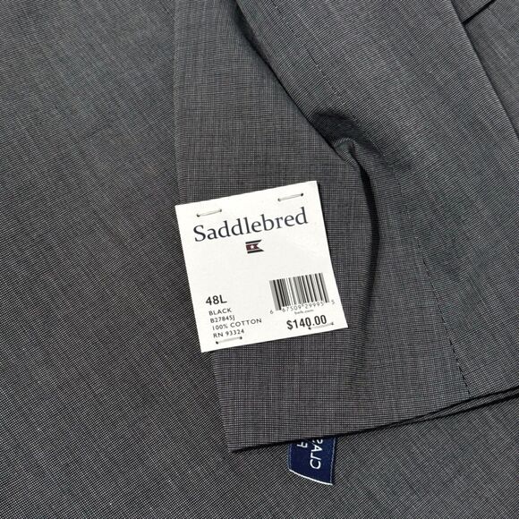 NWT $140 Saddlebred Classic Fit Gray Black 2-Button Blazer Men's Size 48L - Picture 8 of 13